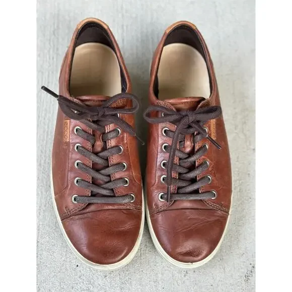 Ecco Soft 7 Sleek Scandinavian Design Men’s 7 Brown Leather Sneaker Shoe Comfort - Picture 3 of 7